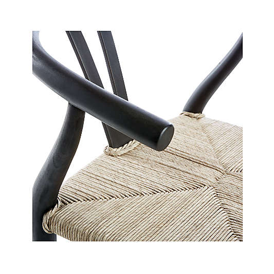 Crescent Black Wood Wishbone Bar Stool