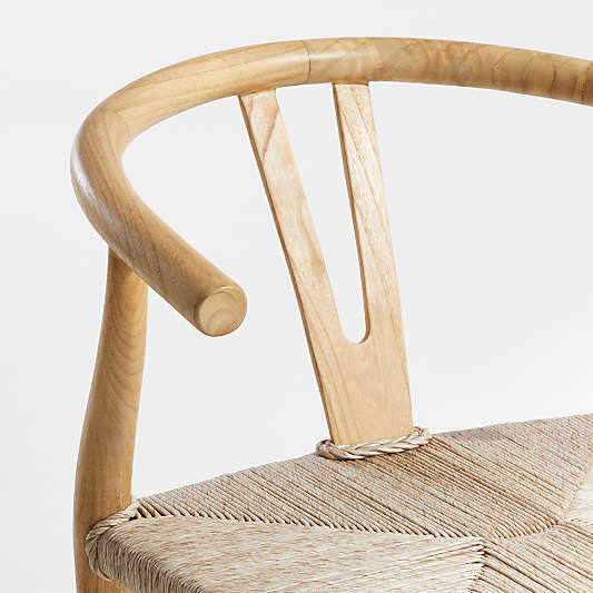 Crescent Natural Wood Wishbone Dining Chair