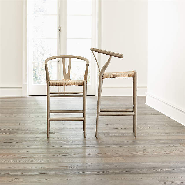 grey wishbone counter stool