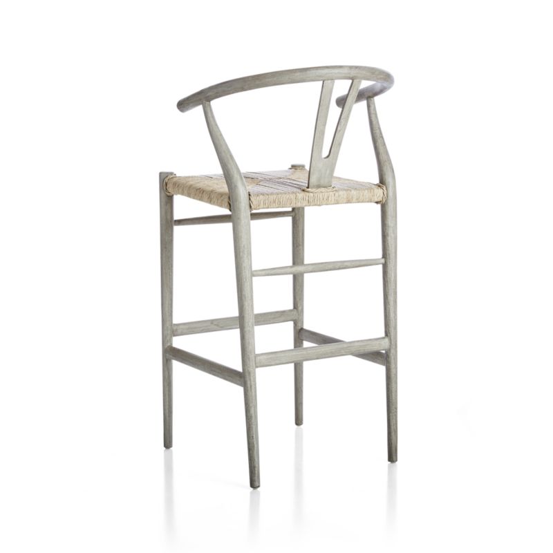 Crescent Weathered Grey Wood Wishbone Counter Stool - image 11 of 13