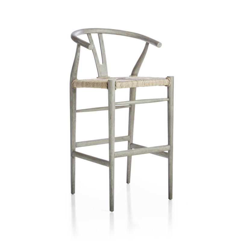 Crescent Weathered Grey Wood Wishbone Counter Stool - image 8 of 13