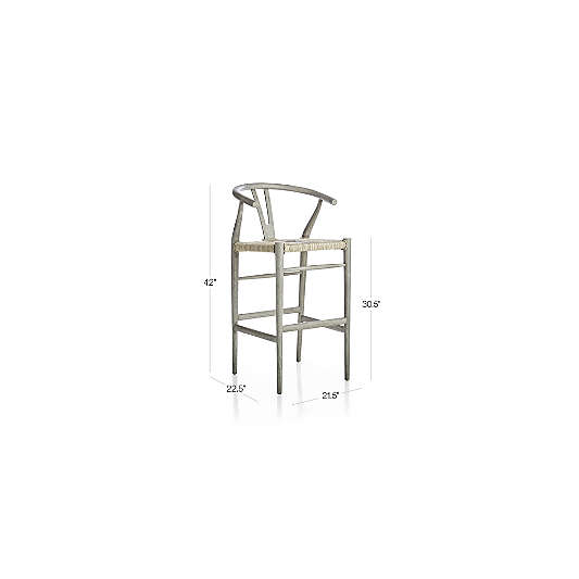 Crescent Black Wood Wishbone Bar Stool