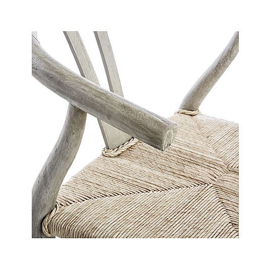 Crescent Weathered Grey Wood Wishbone Bar Stool