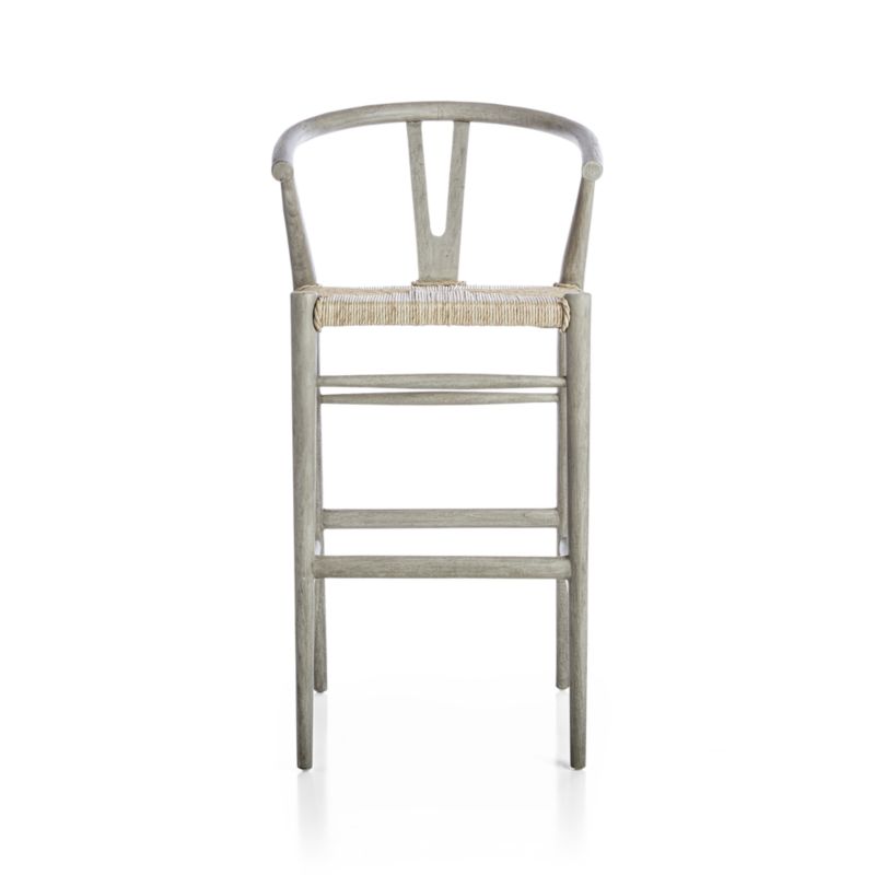 Crescent Weathered Grey Wood Wishbone Counter Stool - image 9 of 13