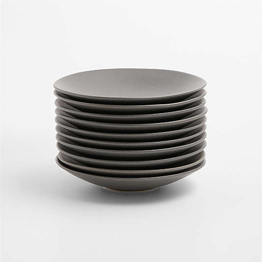 Craft Charcoal Round Stoneware Appetizer Plates, Set of 10