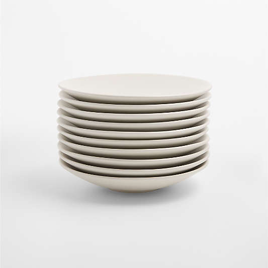 Craft Linen Round Stoneware Appetizer Plates, Set of 10