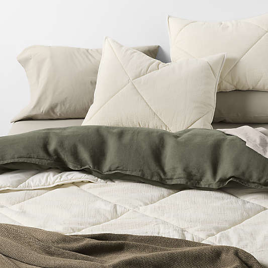 Cotton Crinkle Matelasse Calm Beige Twin/Twin XL Comforter
