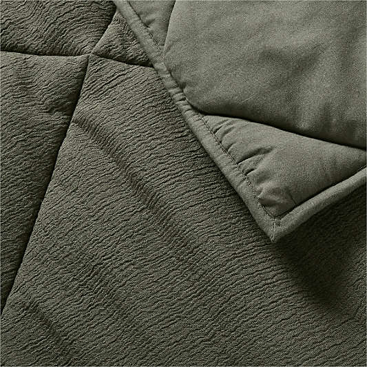 Aire Cotton Crinkle Matelasse Burnt Green Comforters