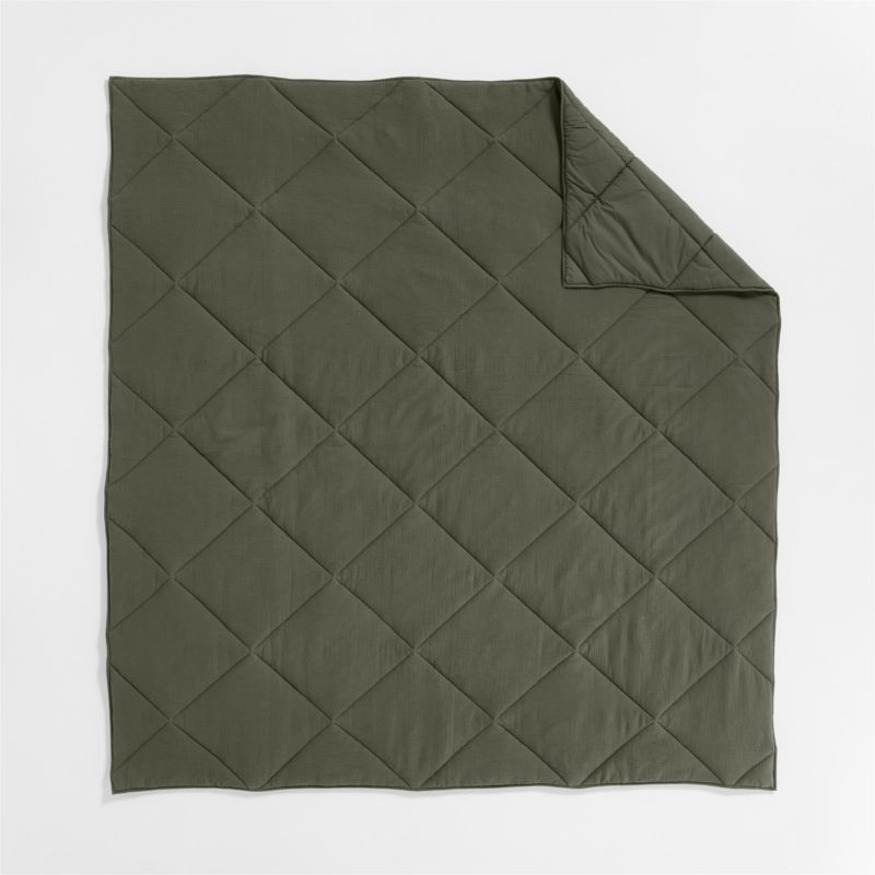 Aire Cotton Crinkle Matelasse Burnt Green Full/Queen Comforter - image 9 of 9