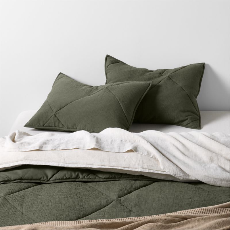 Aire Cotton Crinkle Matelasse Burnt Green Twin/Twin XL Comforter