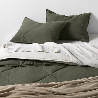 View Cotton Crinkle Matelasse Burnt Green King Comforter details