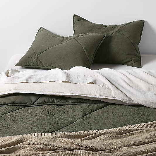 Cotton Crinkle Matelasse Burnt Green Twin/Twin XL Comforter