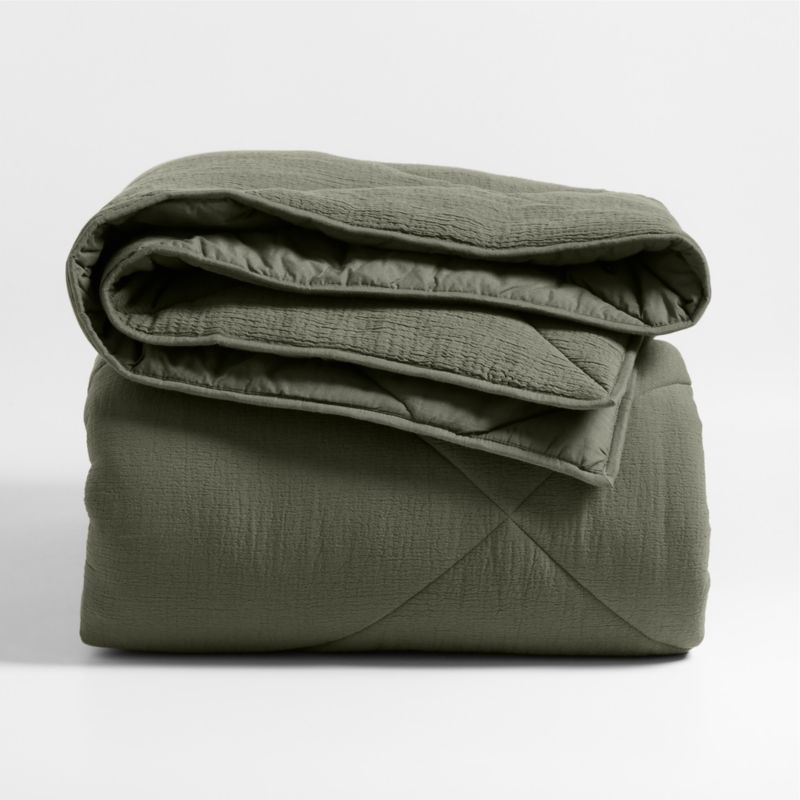 Aire Cotton Crinkle Matelasse Burnt Green Full/Queen Comforter - image 7 of 9