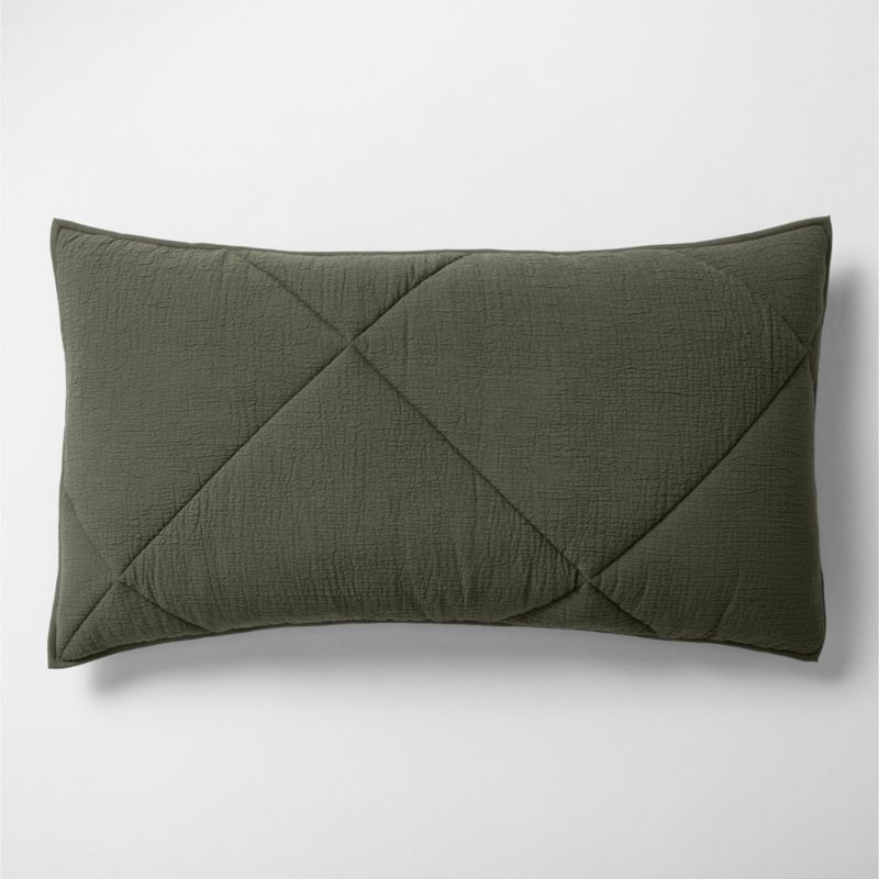 Viewing product image Aire Cotton Crinkle Matelasse Burnt Green King Bed Pillow Sham - image 1 of 6