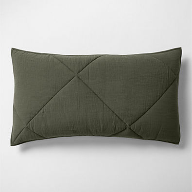 View Cotton Crinkle Matelasse Burnt Green King Bed Pillow Sham details