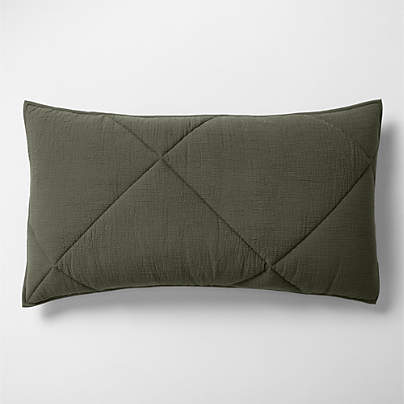 Cotton Crinkle Matelasse Burnt Green King Bed Pillow Sham