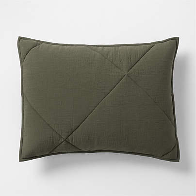Cotton Crinkle Matelasse Burnt Green Standard Bed Pillow Sham