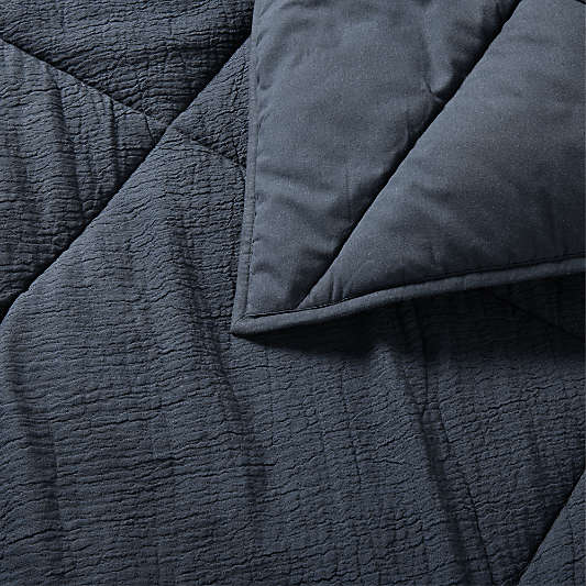 Cotton Crinkle Matelasse Midnight Navy Blue Comforters