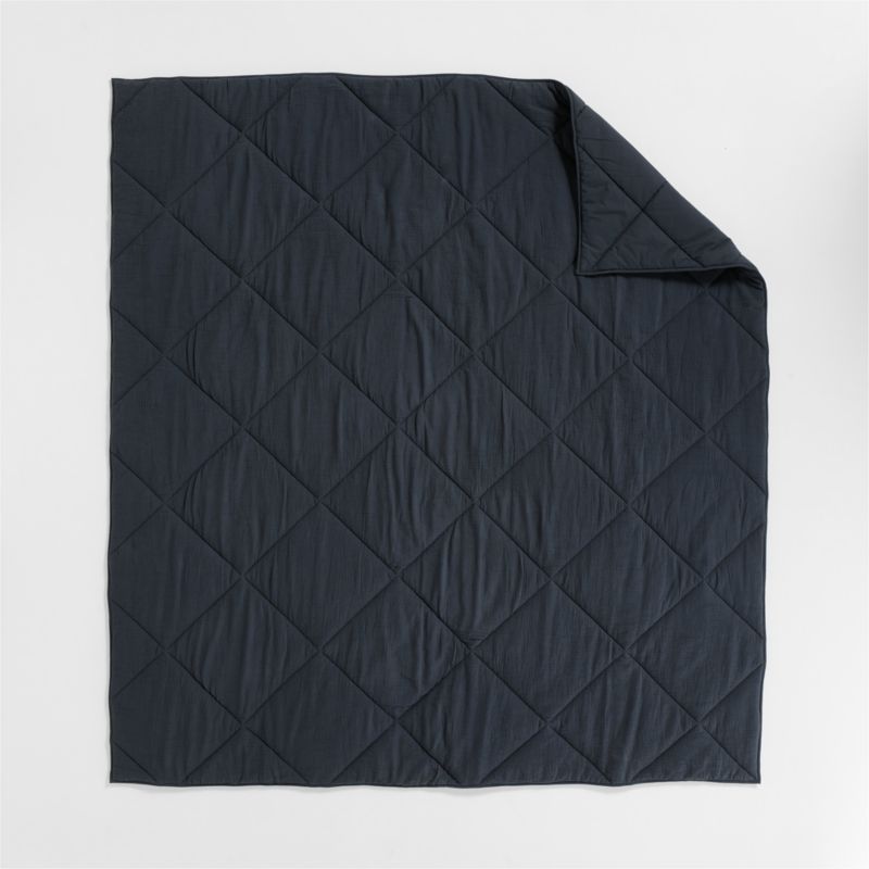 Aire Cotton Crinkle Matelasse Midnight Navy Full/Queen Comforter - image 8 of 8