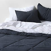 Cotton Crinkle Matelasse Midnight Navy Blue King Comforter