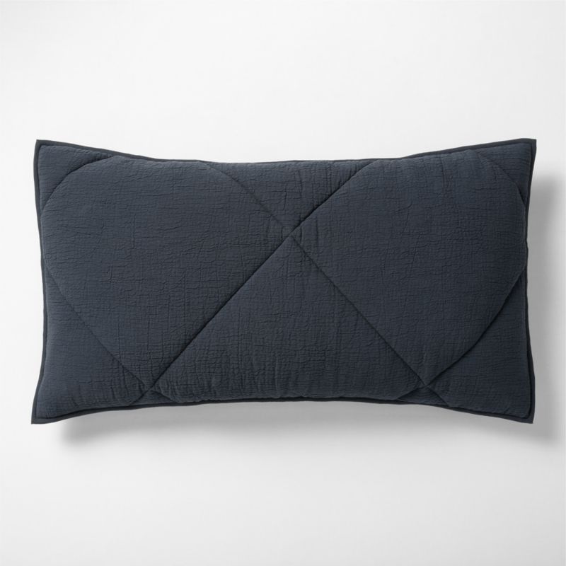 Viewing product image Aire Cotton Crinkle Matelasse Midnight Navy King Bed Pillow Sham - image 1 of 7