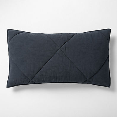 View Cotton Crinkle Matelasse Midnight Navy Blue King Bed Pillow Sham details