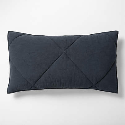 Cotton Crinkle Matelasse Midnight Navy Blue King Bed Pillow Sham