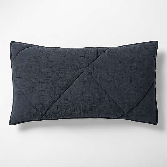 Cotton Crinkle Matelasse Midnight Navy Blue King Bed Pillow Sham