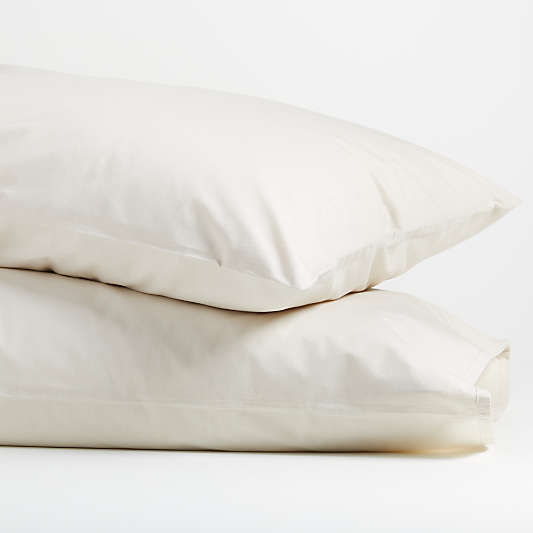 Crisp Cotton Percale Natural King Pillowcases, Set of 2