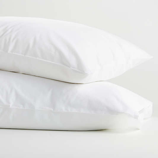 Crisp Cotton Percale White King Pillowcases, Set of 2