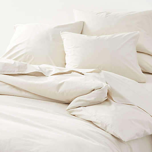 Crisp Cotton Percale Natural King Duvet Cover by Leanne Ford