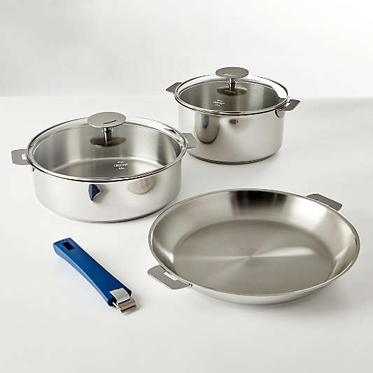 Cristel Mutine 6-Piece Cookware Set with Ink Blue Handle