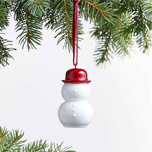 Ceramic Snowman with Red Hat Christmas Tree Ornament