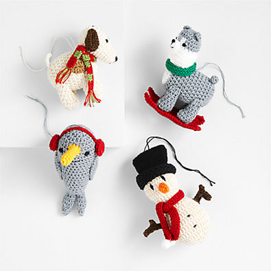 View Crochet Animal Christmas Tree Ornaments, Set of 4 details