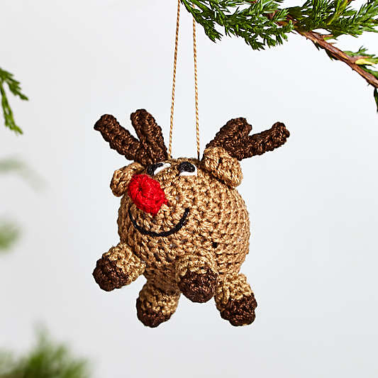 Crochet Round Reindeer Ornament