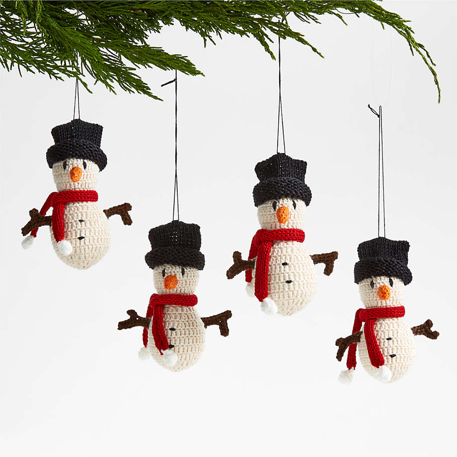 Crochet Snowman Christmas Tree Ornaments, Set of 4 + Reviews