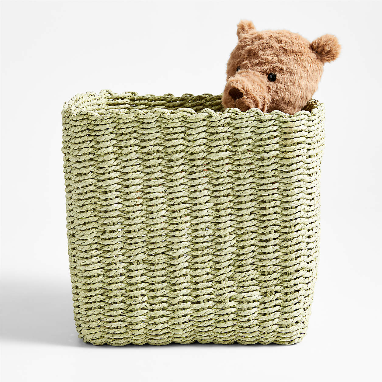 Croft Olive Green Handwoven Storage Bin Crate & Kids