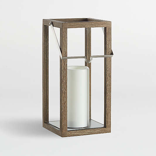 Crosby 15" Grey Teak Lantern