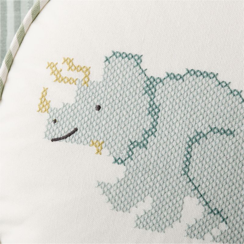 Cross Stitch Embroidered Dinosaur Kids Throw Pillow - image 3 of 4