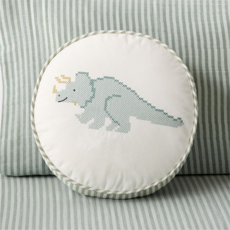 Cross Stitch Embroidered Dinosaur Kids Throw Pillow - image 2 of 4