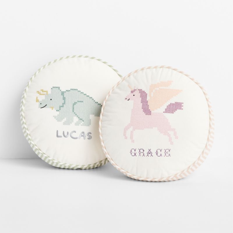 Cross Stitch Embroidered Unicorn Kids Throw Pillow - image 1 of 4