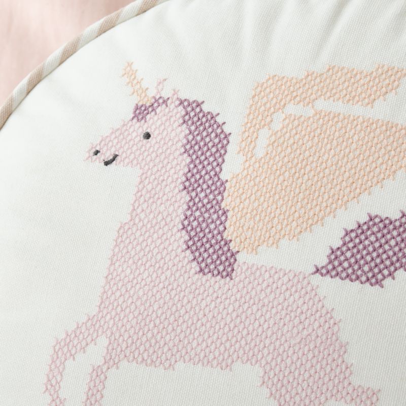 Cross Stitch Embroidered Unicorn Kids Throw Pillow - image 3 of 4
