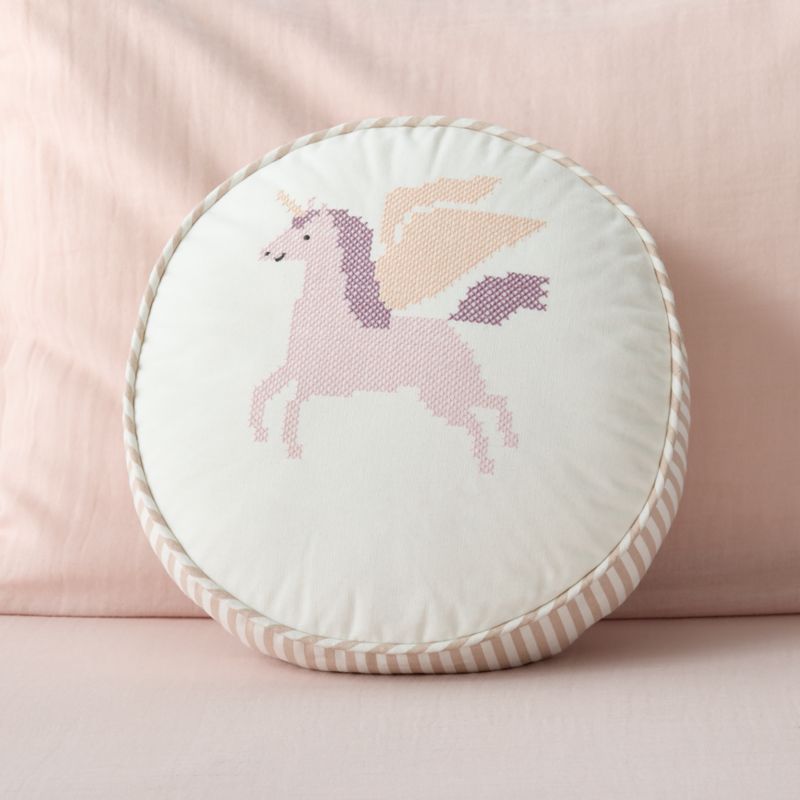 Cross Stitch Embroidered Unicorn Kids Throw Pillow - image 2 of 4
