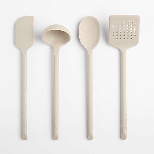 Crate & Barrel Taupe Silicone Utensils