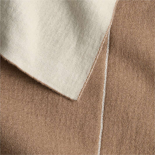 Courtside Merino Wool 70"x55" Camel Tan Throw Blanket by Venus Williams
