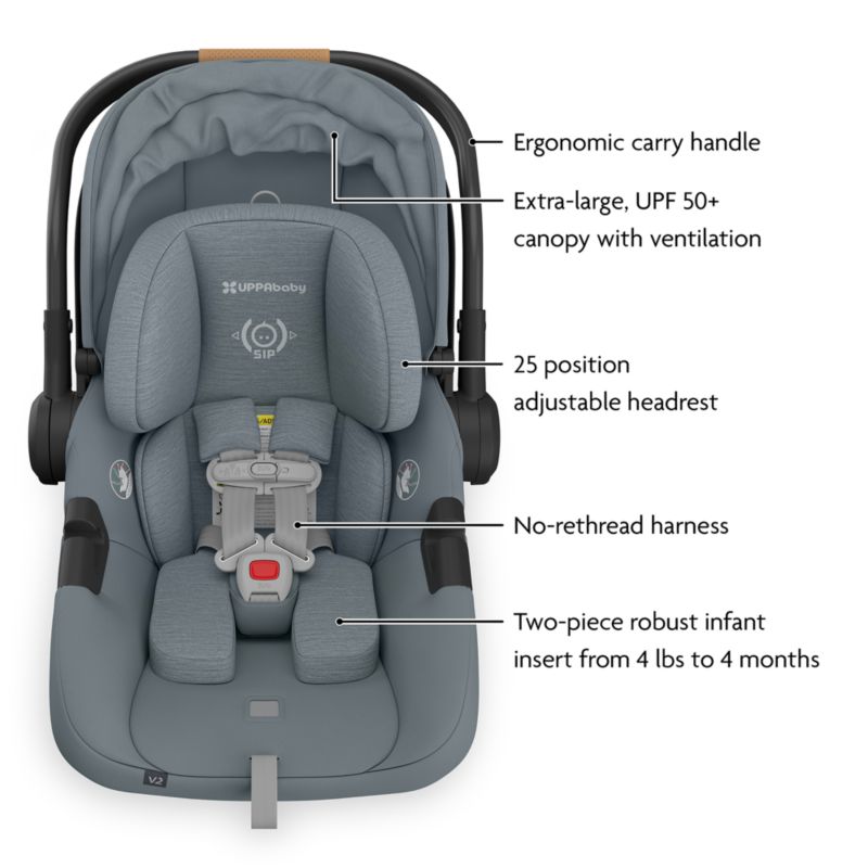 UPPAbaby ® Cruz V3 Callum Stone Blue Reclining Baby Stroller + Aria V2 Infant Car Seat Travel System - image 3 of 4