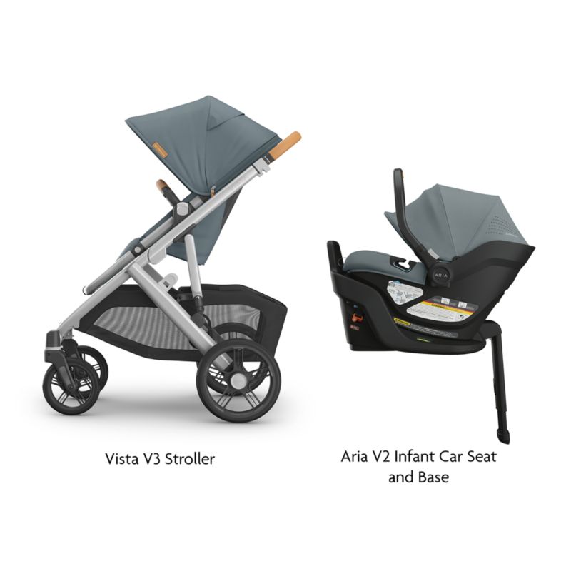 UPPAbaby ® Cruz V3 Callum Stone Blue Reclining Baby Stroller + Aria V2 Infant Car Seat Travel System - image 1 of 4
