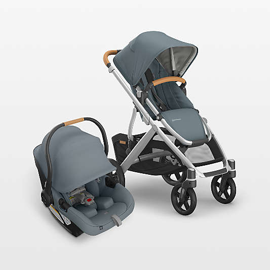UPPAbaby ® Cruz V3 Callum Stone Blue Reclining Baby Stroller + Aria V2 Infant Car Seat Travel System