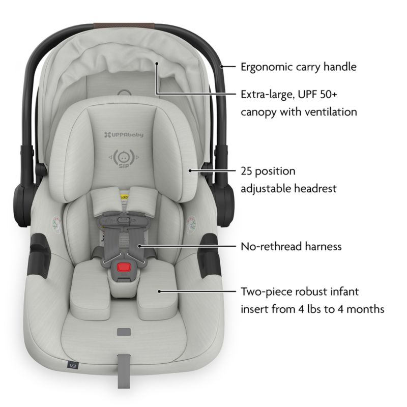 UPPAbaby ® Cruz V3 Savannah Pearl Grey Reclining Baby Stroller + Aria V2 Infant Car Seat Travel System - image 3 of 4