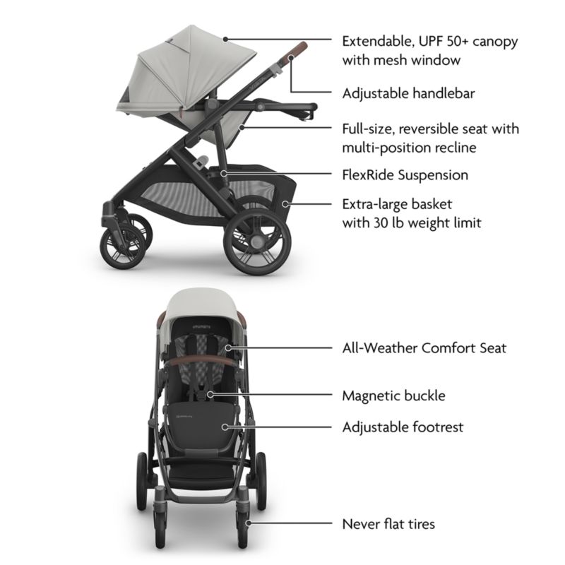 UPPAbaby ® Cruz V3 Savannah Pearl Grey Reclining Baby Stroller + Aria V2 Infant Car Seat Travel System - image 2 of 4